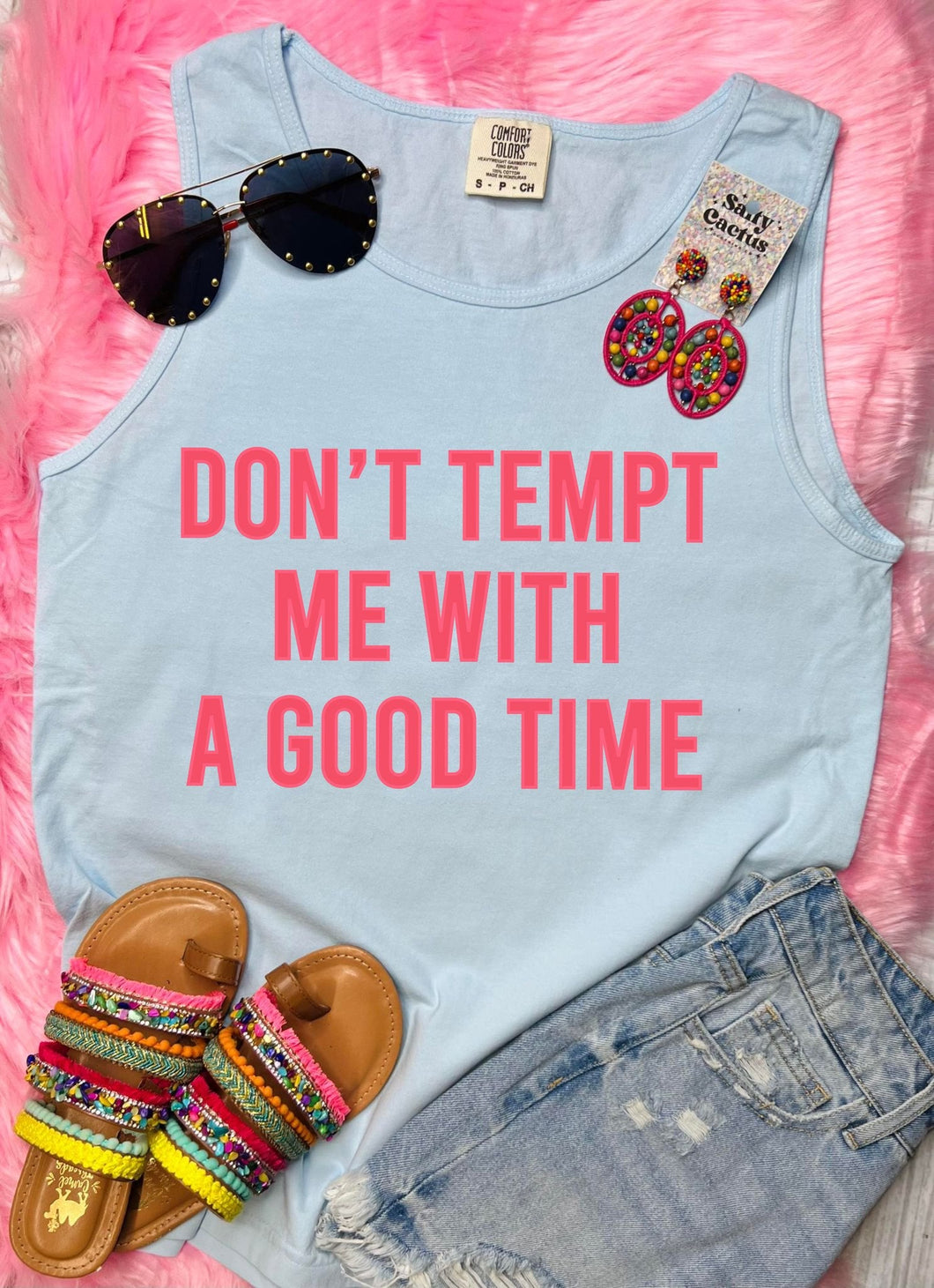 Don't Tempt Me With A Good Chambray Comfort Color Tank