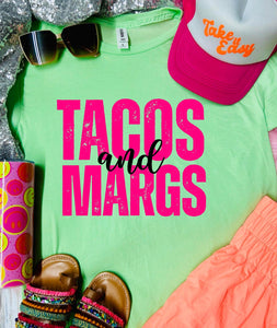 Tacos and Margs Distressed Neo Mint Tee