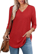 Load image into Gallery viewer, V Neck Casual Flowy Tunic Tops Loose Fit Blouse
