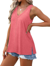 Load image into Gallery viewer, Women V Neck Summer Side Slit Tank
