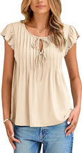 Load image into Gallery viewer, Tie Front Tops Dressy Casual Summer Ruffle Blouse
