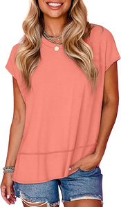 Cap Short Sleeve Trendy Dressy Casual Crew Neck Top