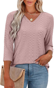 V Neck Casual Flowy Tunic Tops Loose Fit Blouse