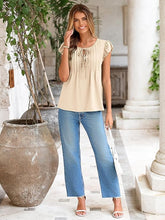 Load image into Gallery viewer, Tie Front Tops Dressy Casual Summer Ruffle Blouse
