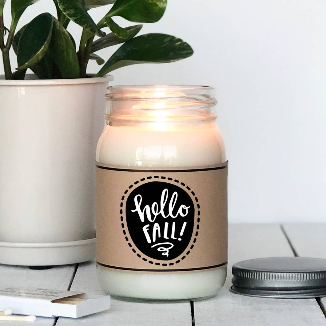 Hello Fall Candle | Pumpkin Pie Scented Holiday Candle