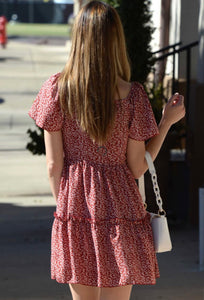 Floral Short sleeve Woven Mini Dress