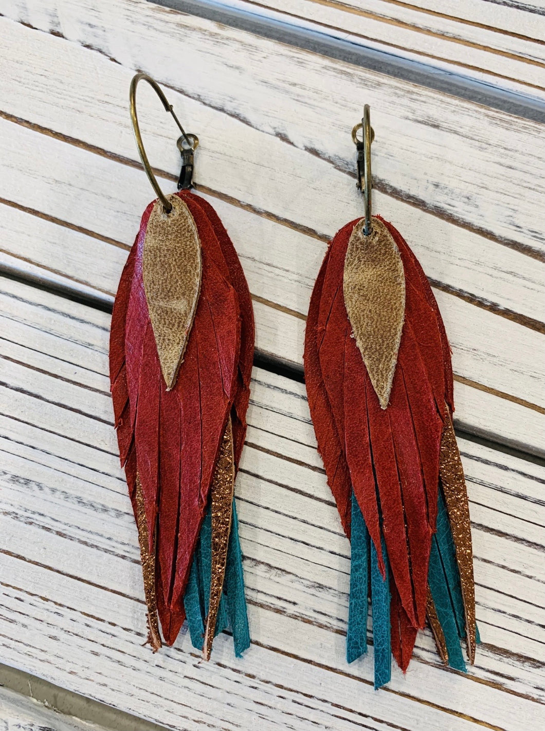 Multi Stack Feathers Red/Turquoise