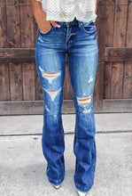 Load image into Gallery viewer, High Waist Ripped Flare Jeans

