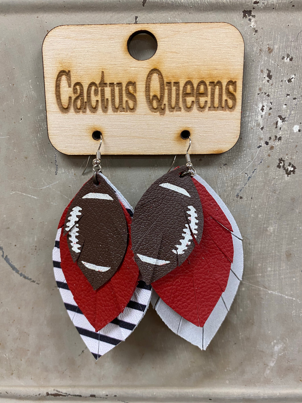 Football Feathered Stacked Earrings