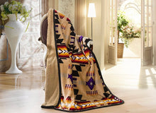 Load image into Gallery viewer, Southwestern Aztec Sherpa Borrego Fleece Throw
