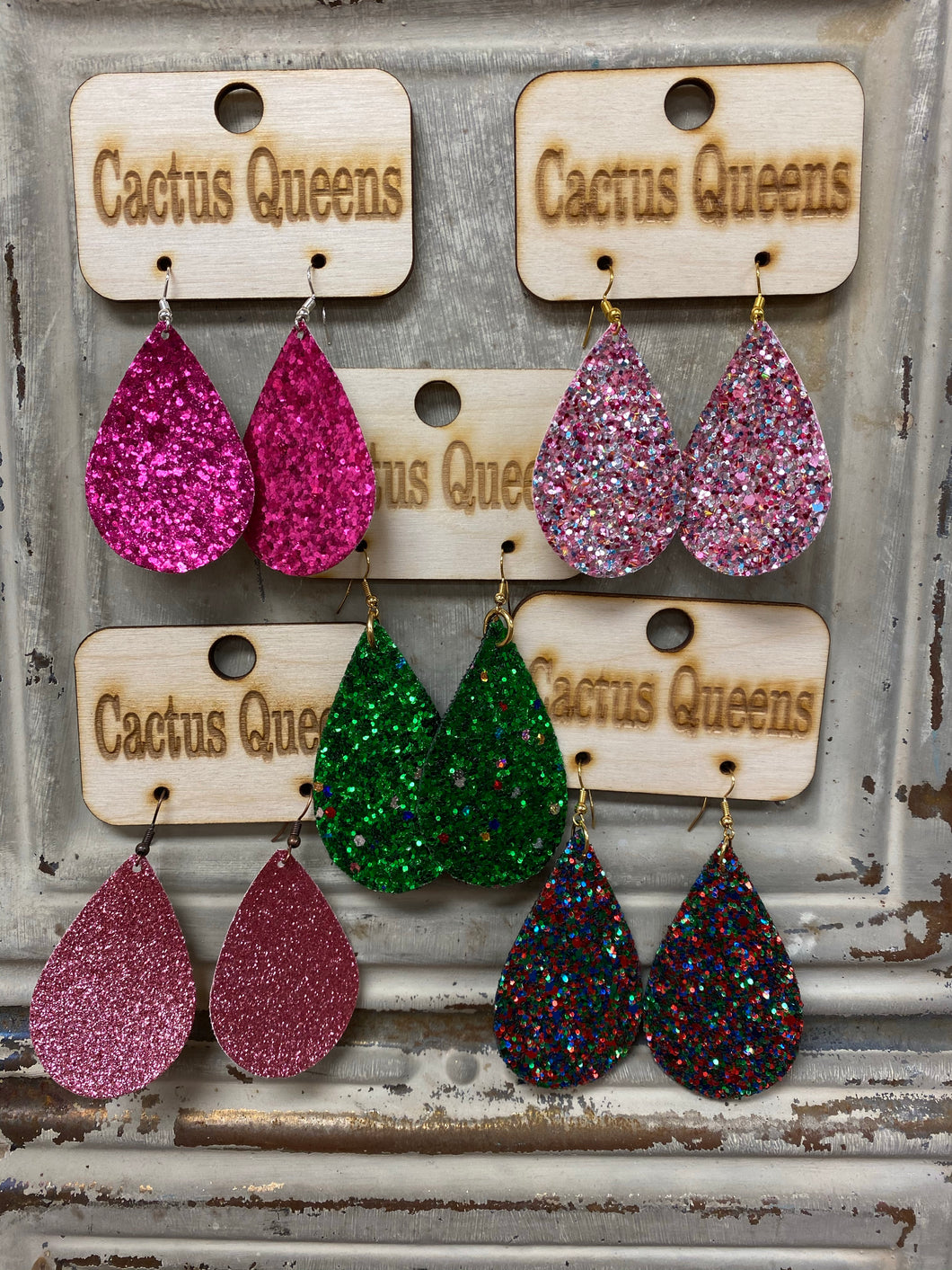 Glitter Sparkle Teardrop 2in Earrings