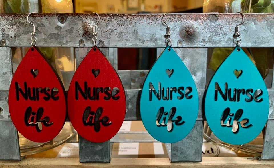 Nurse Life Wood Earrings