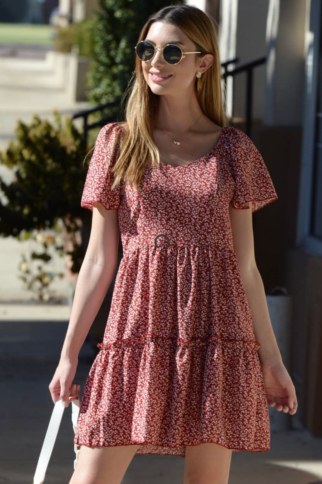 Floral Short sleeve Woven Mini Dress