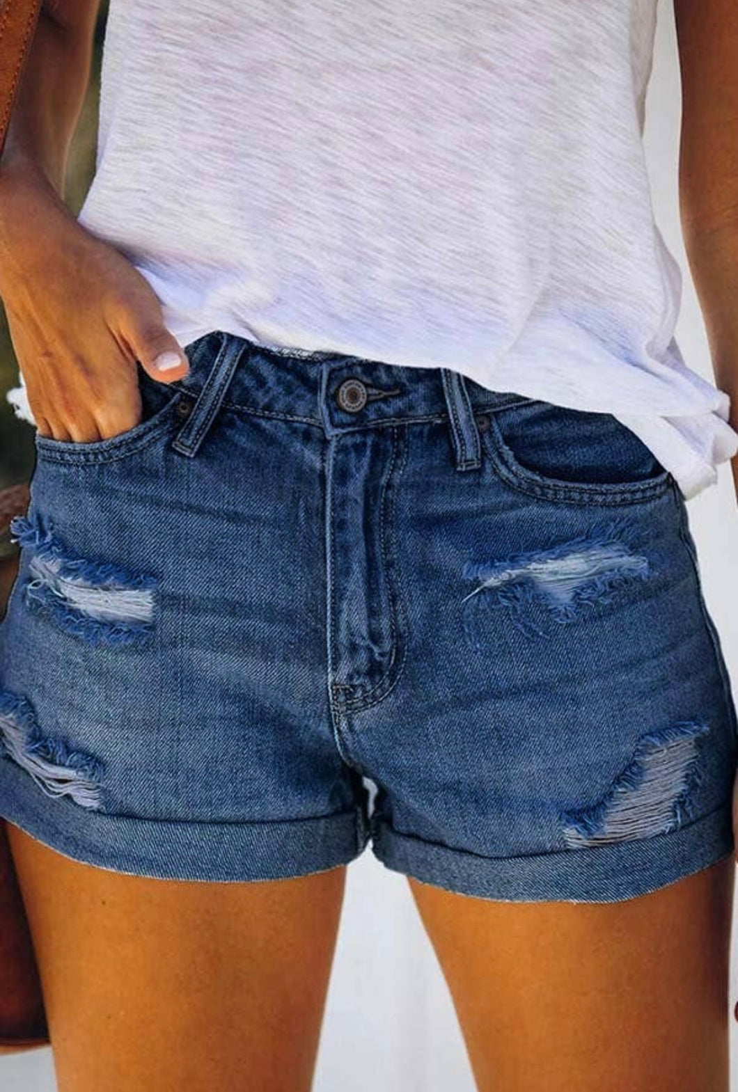 CUFFED DENIM SHORTS