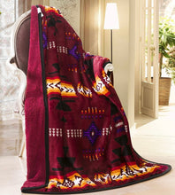 Load image into Gallery viewer, Southwestern Aztec Sherpa Borrego Fleece Throw
