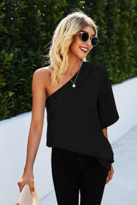 ONE SHOULDER BLACK BLOUSE