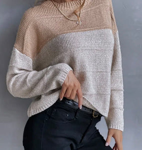 Color Block Sweater Khaki