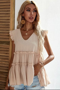 V-Neck Babydoll Ruffled Top