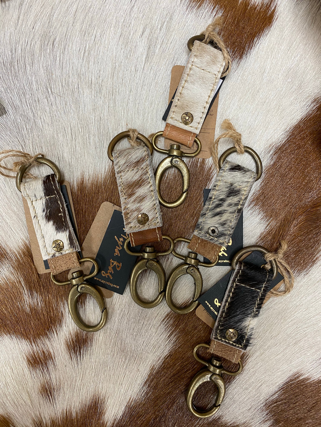 Myra Cowhide and Leather Keychain